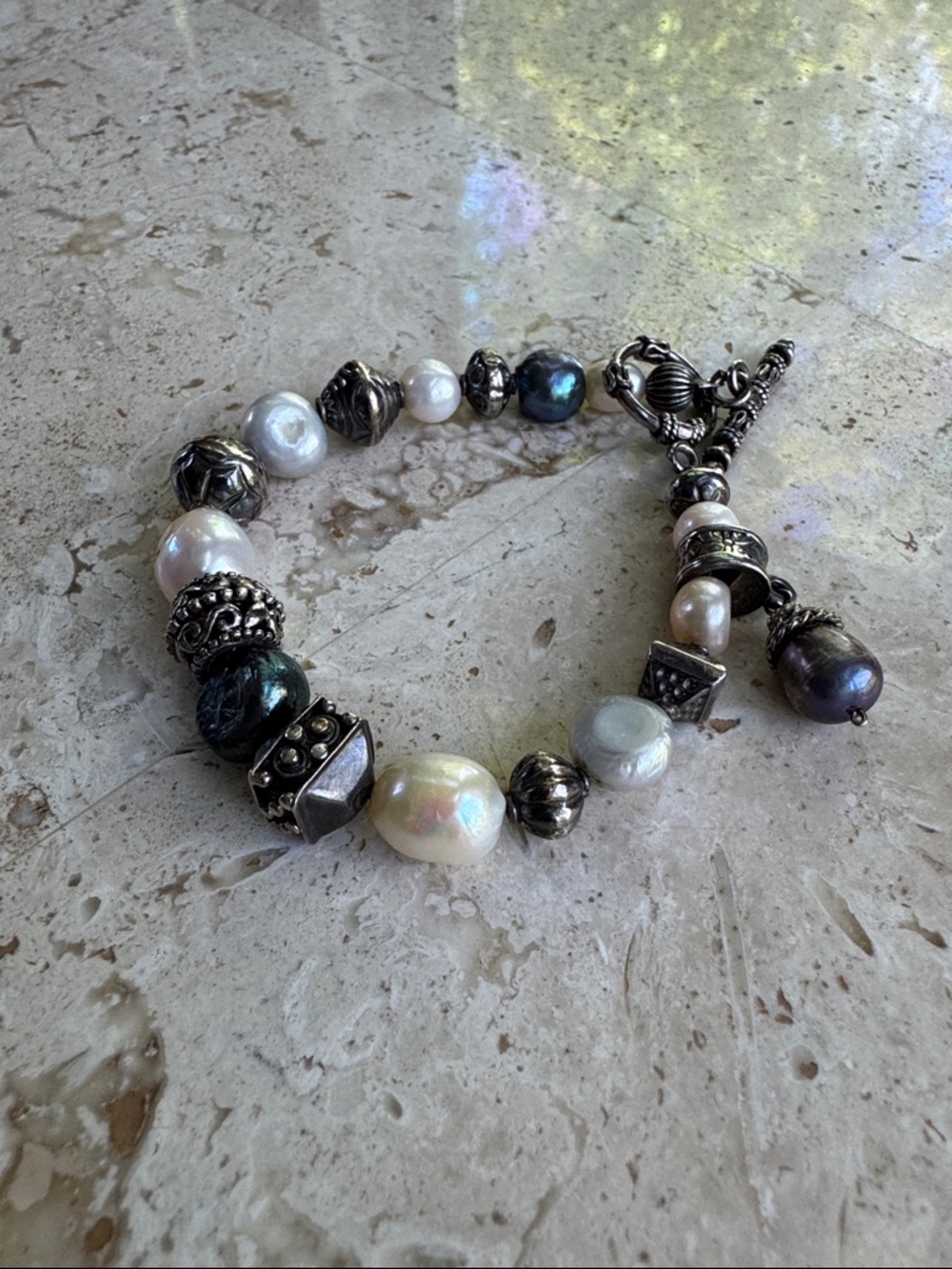 Silpada- Cultured Pearl and Silver Bead Bracelet